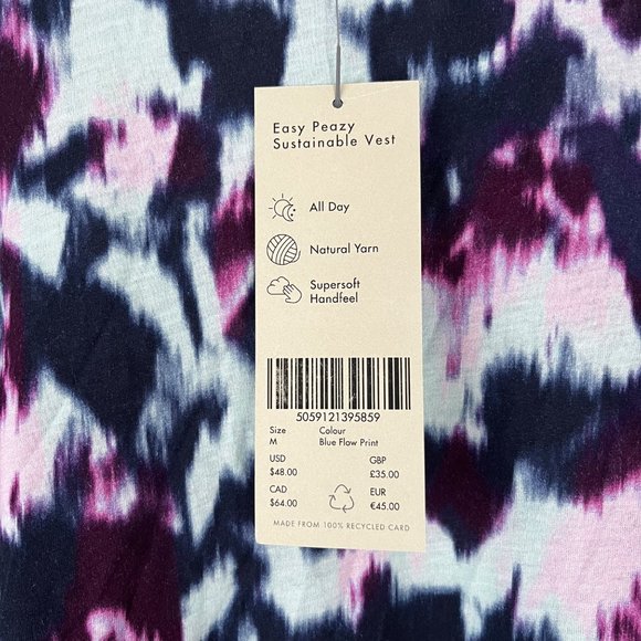 Sweaty Betty Easy Peazy Blue Flow Print Sustainable Vest Tank Top 8-10 - Picture 6 of 13